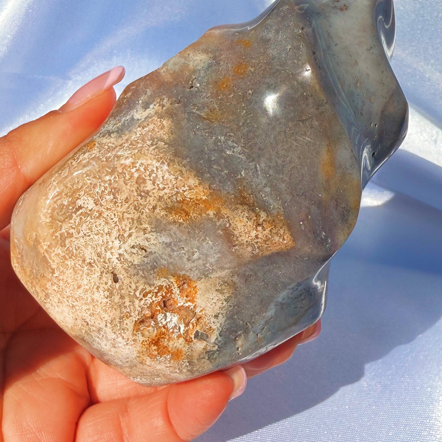 Pastel Moss Agate/ Sea Jasper Flame (T)