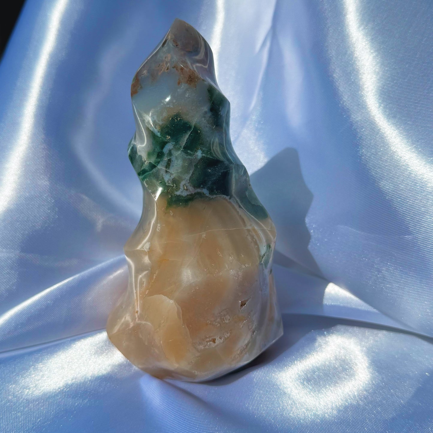 Sea Jasper W/ Agate and Moss Flame (N)