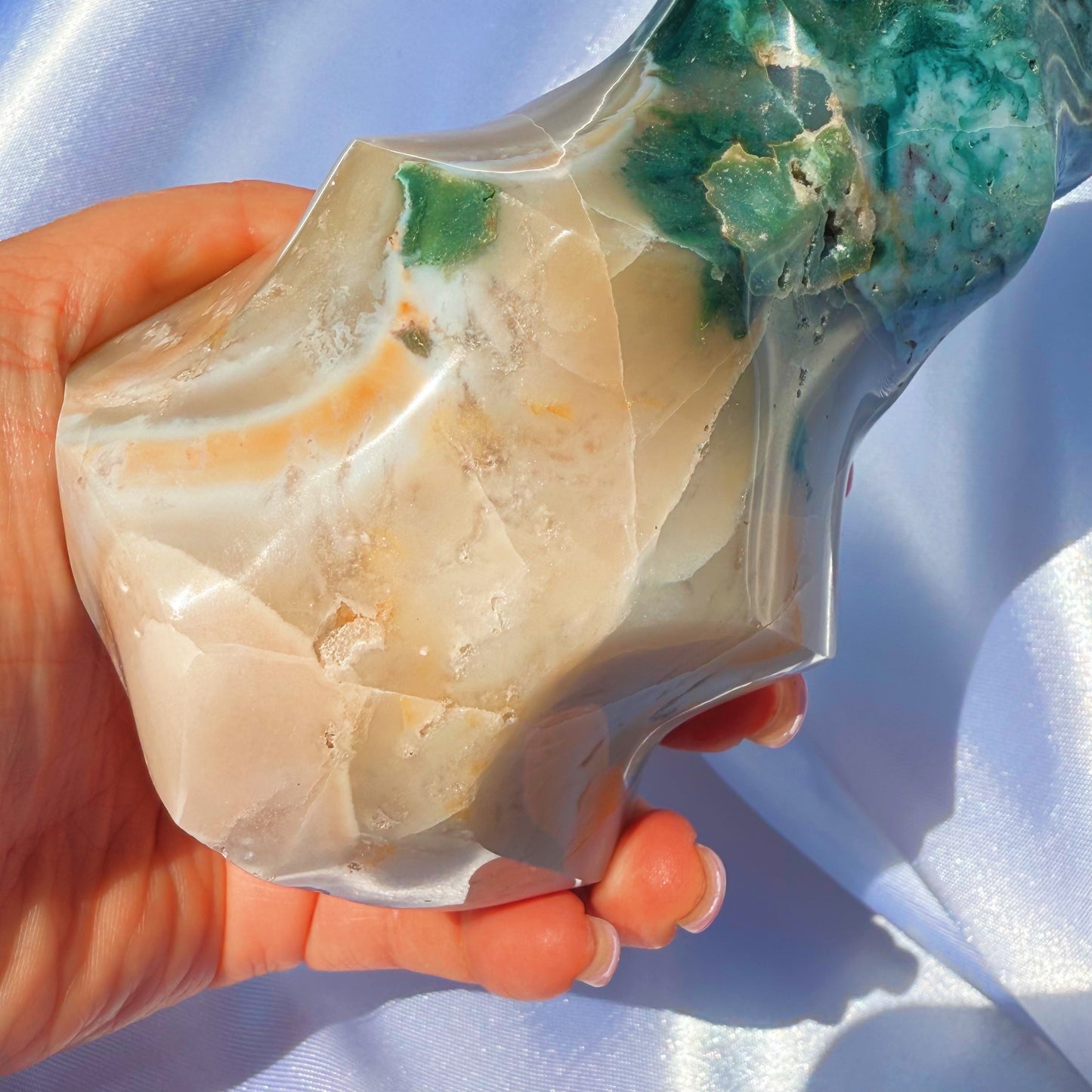 Sea Jasper W/ Agate and Moss Flame (N)