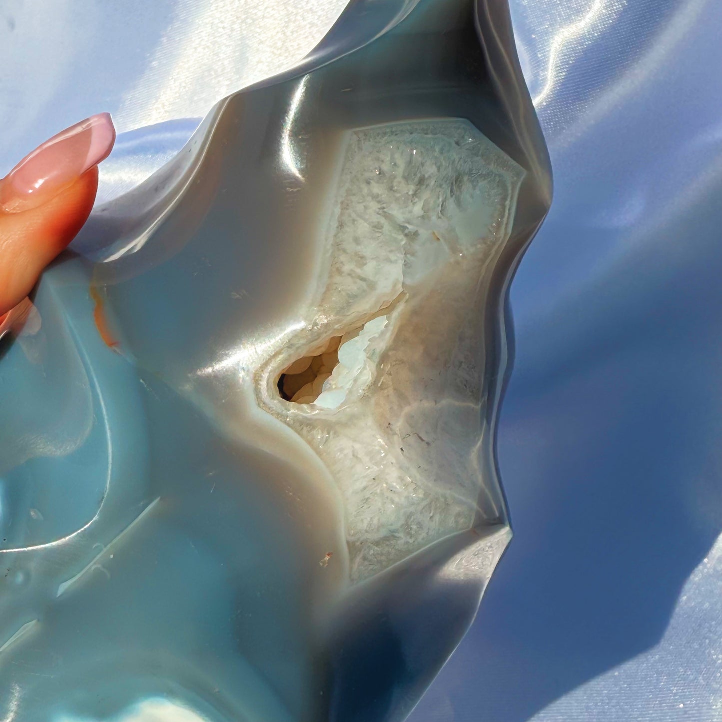 Orca Agate W/ Quartz Flame (M)