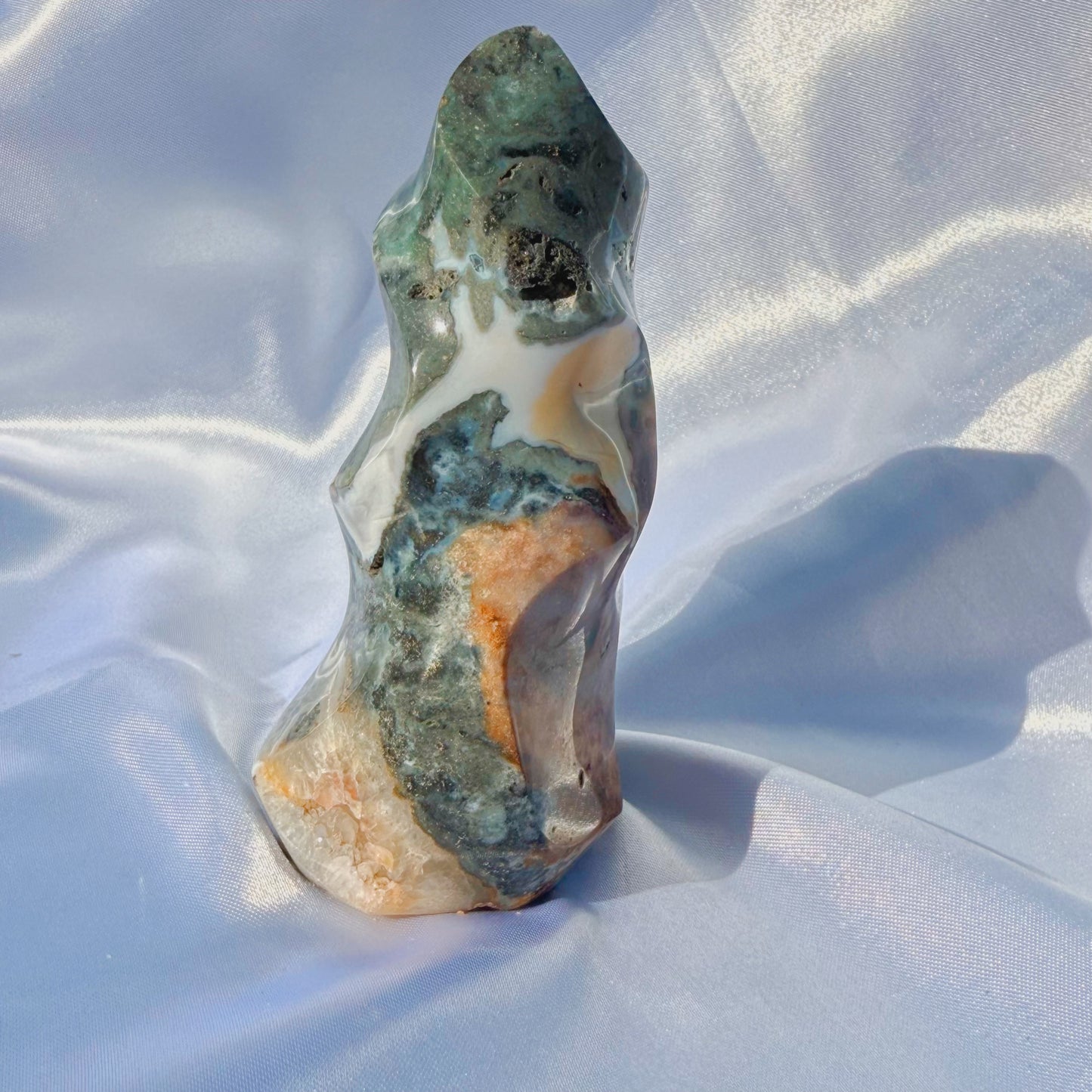 Sea Jasper W/ Agate Flame