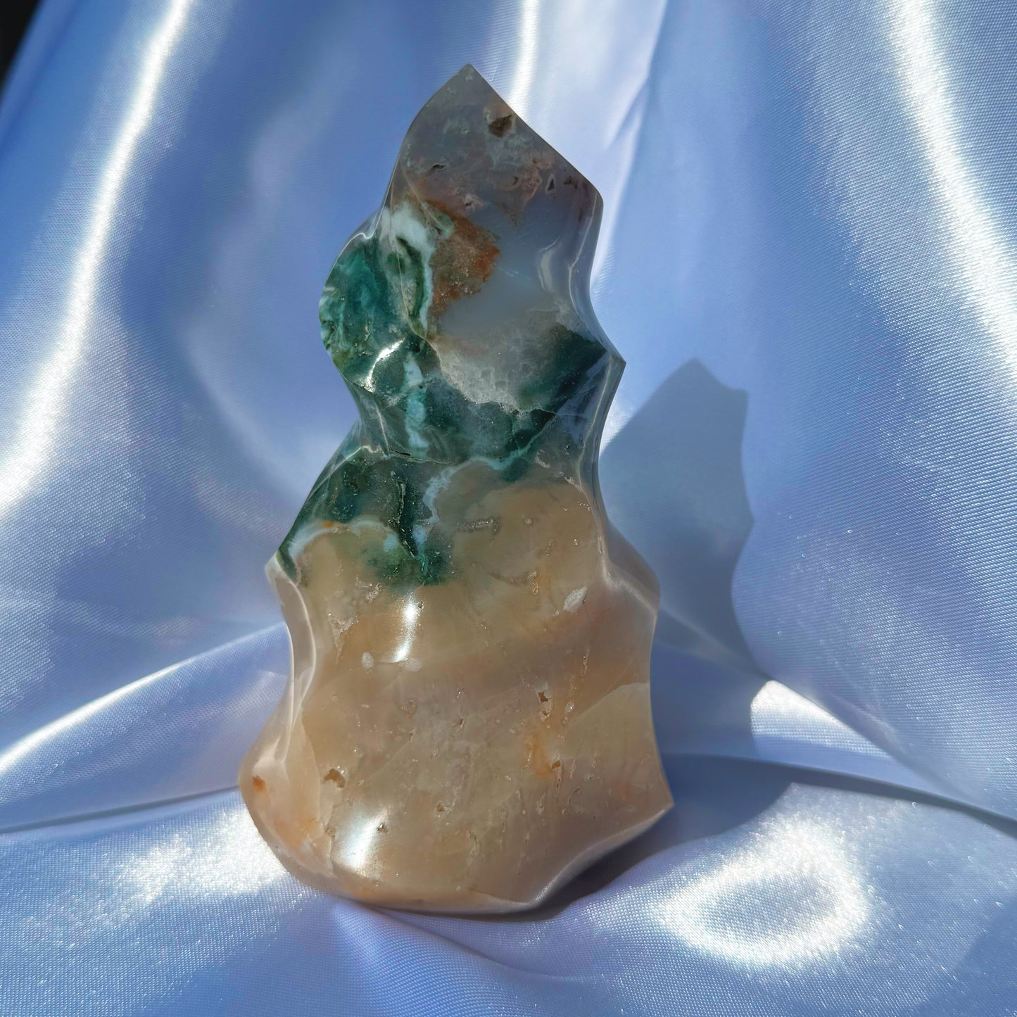 Sea Jasper W/ Agate and Moss Flame (N)