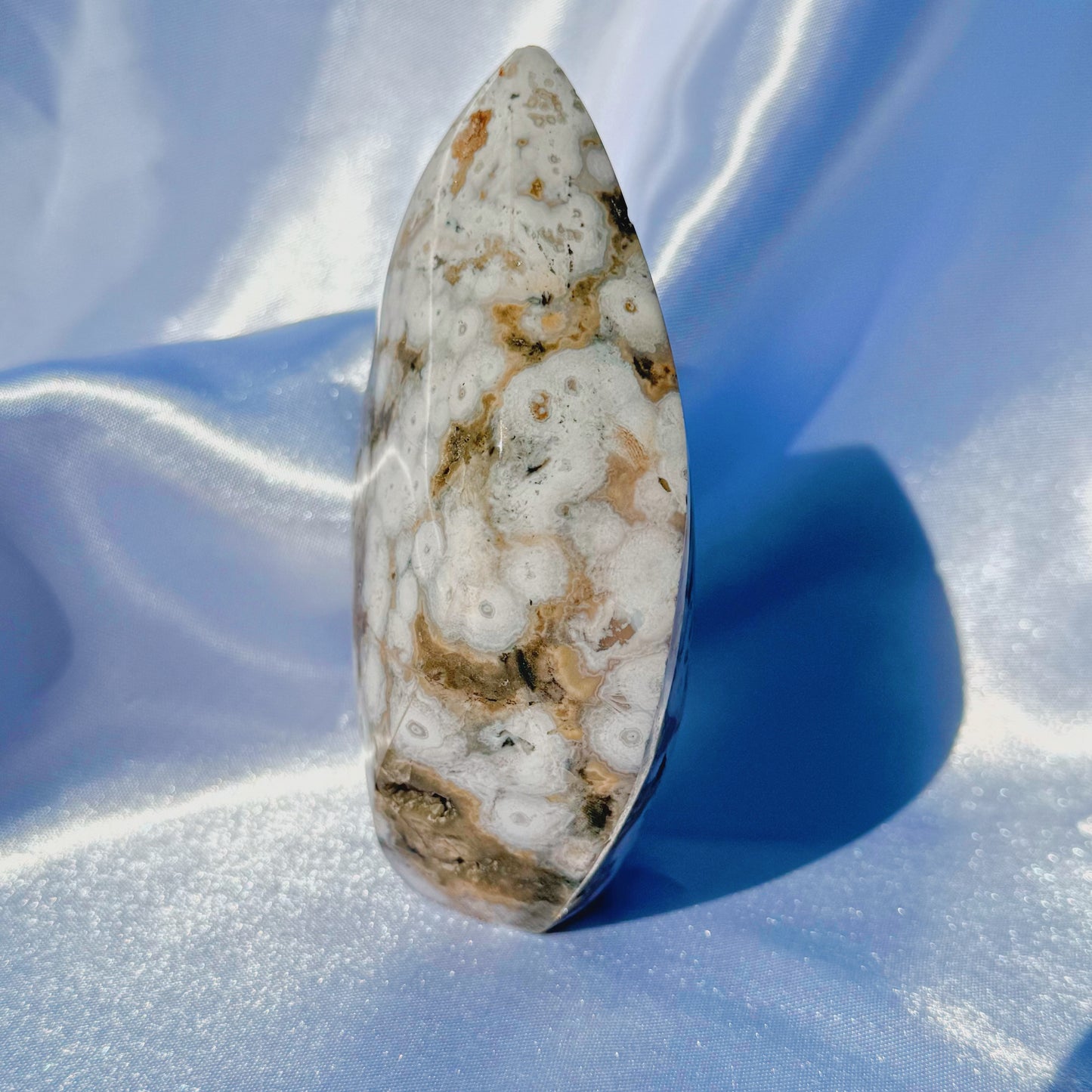 Orby Sea Jasper W/ Quartz Flame