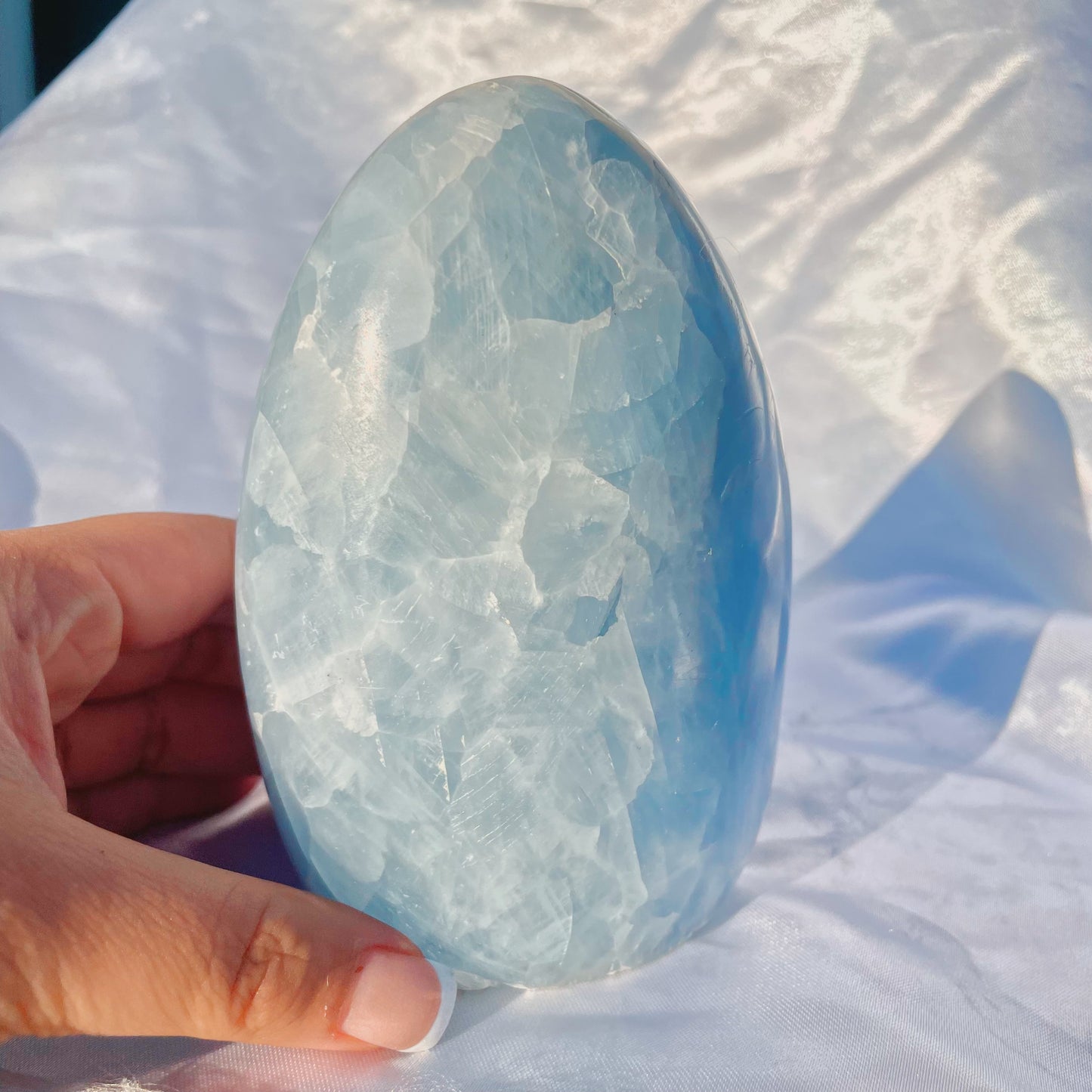 Blue Calcite W/ Rainbow Freeform