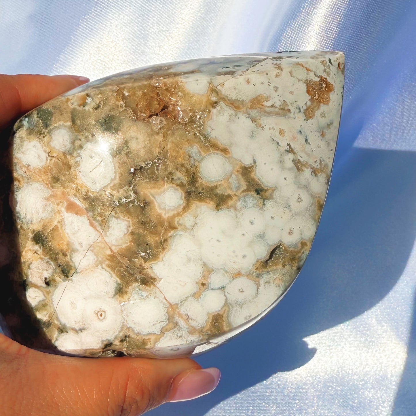 Orby Sea Jasper W/ Quartz Flame