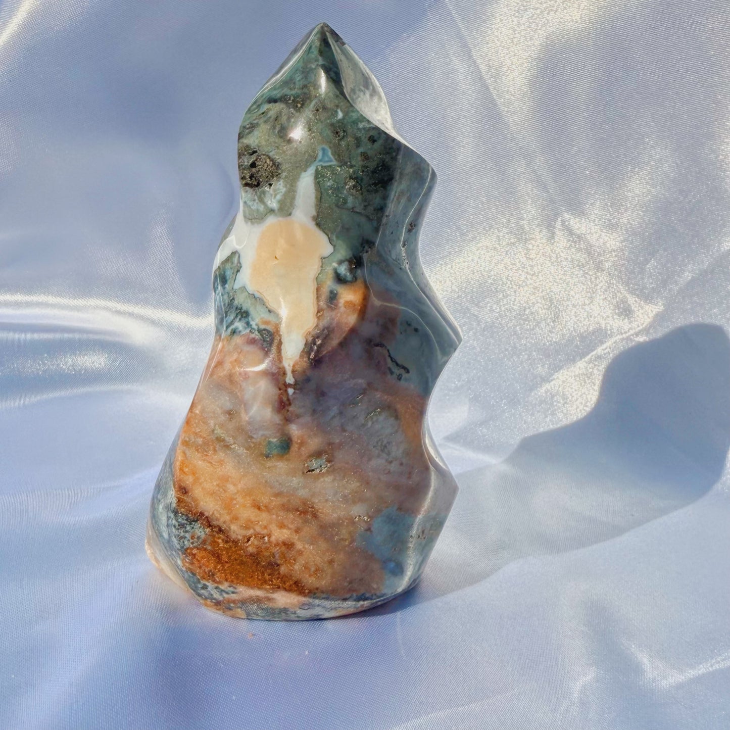 Sea Jasper W/ Agate Flame