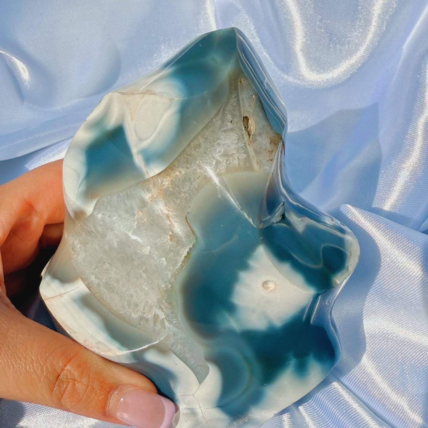 Orca Agate W/ Quartz Flame (B)