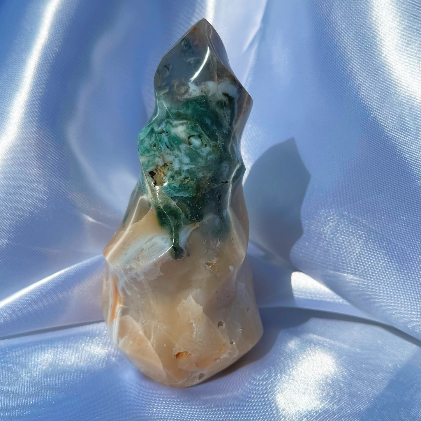 Sea Jasper W/ Agate and Moss Flame (N)