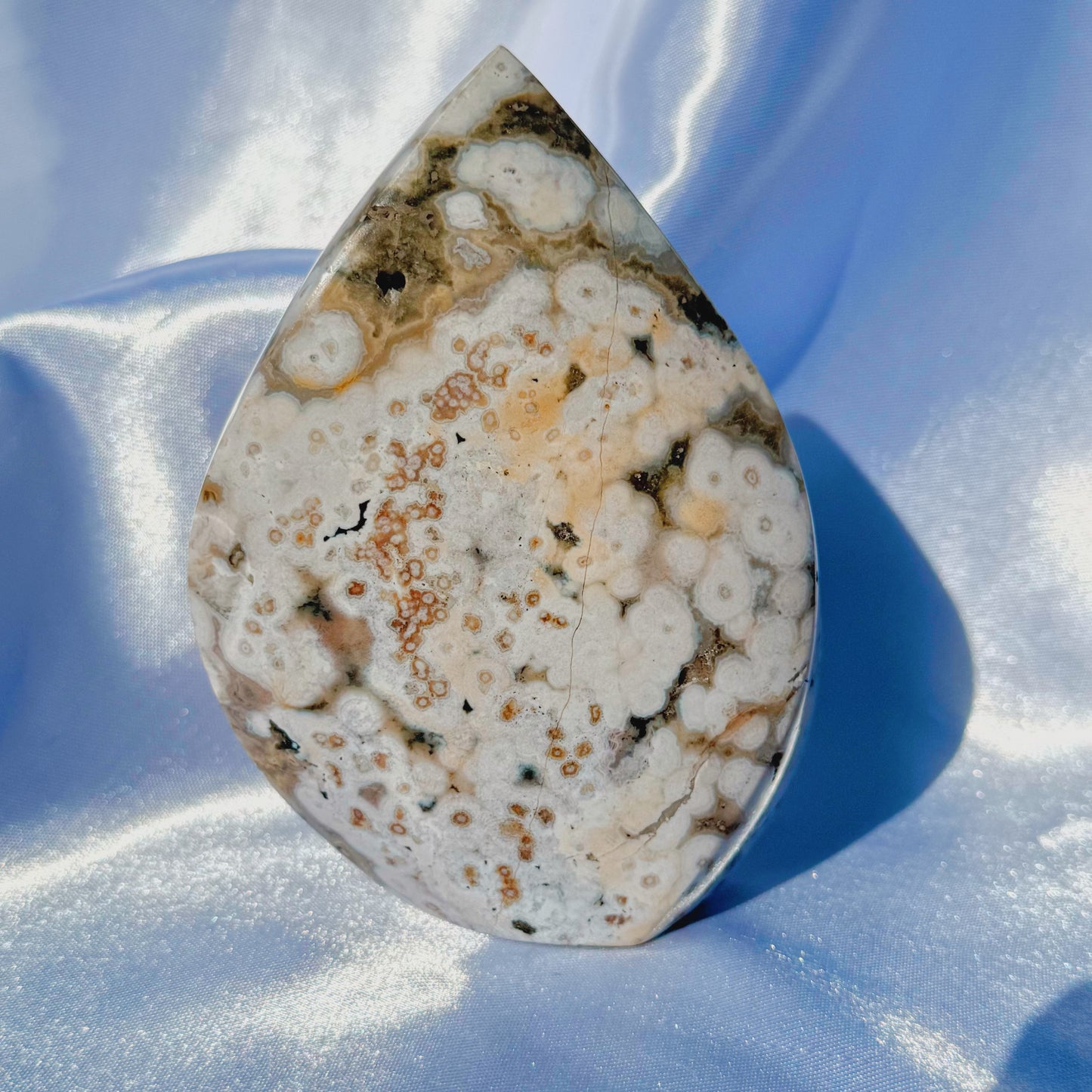Orby Sea Jasper W/ Quartz Flame