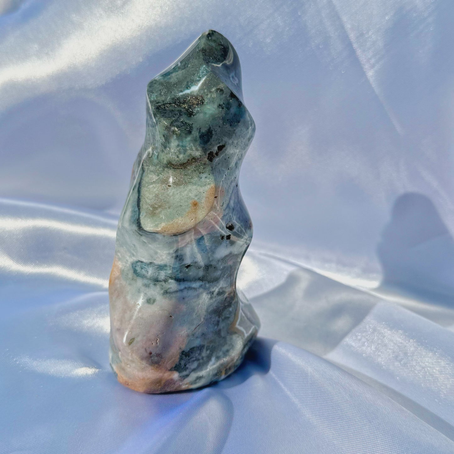 Sea Jasper W/ Agate Flame