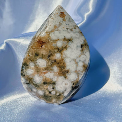 Orby Sea Jasper W/ Quartz Flame