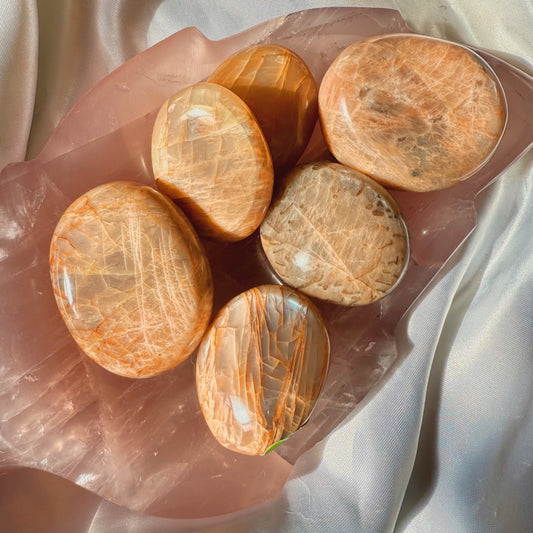Flashy Peach Moonstone Palmstone (Intuitively Picked)
