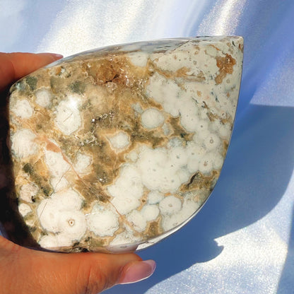 Orby Sea Jasper W/ Quartz Flame