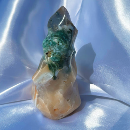 Sea Jasper W/ Agate and Moss Flame (N)