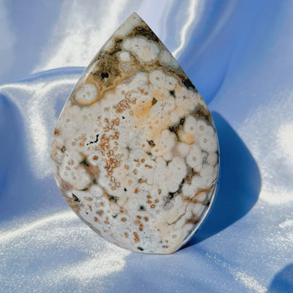 Orby Sea Jasper W/ Quartz Flame